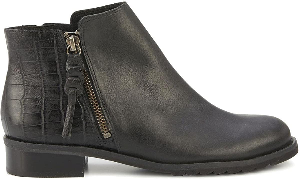 Botas femininas Kason bico redondo tornozelo leve amassado Croco preto tamanho 5 M (B)