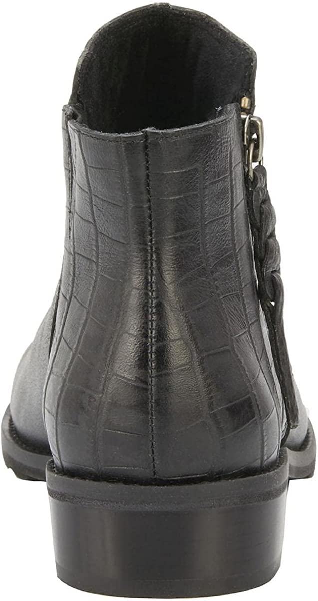 Botas femininas Kason bico redondo tornozelo leve amassado Croco preto tamanho 5 M (B)