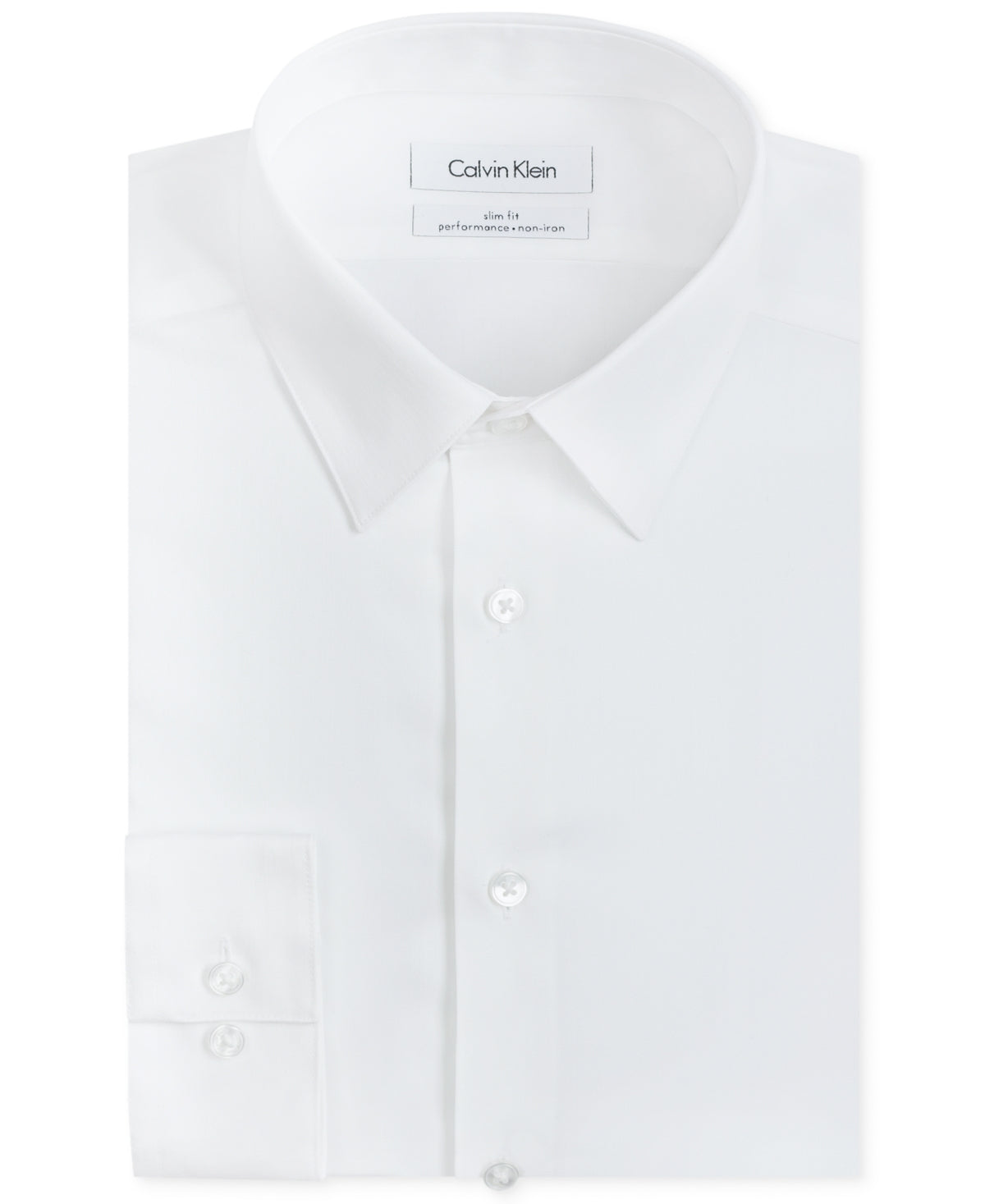 Camisa social masculina Calvin Klein Slim Fit com gola sem ferro e costura, branca, tamanho 15,5 x 34 x 35
