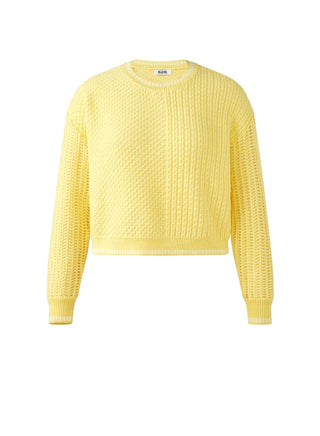 525 America - Pulôver feminino com gola redonda e costura mista