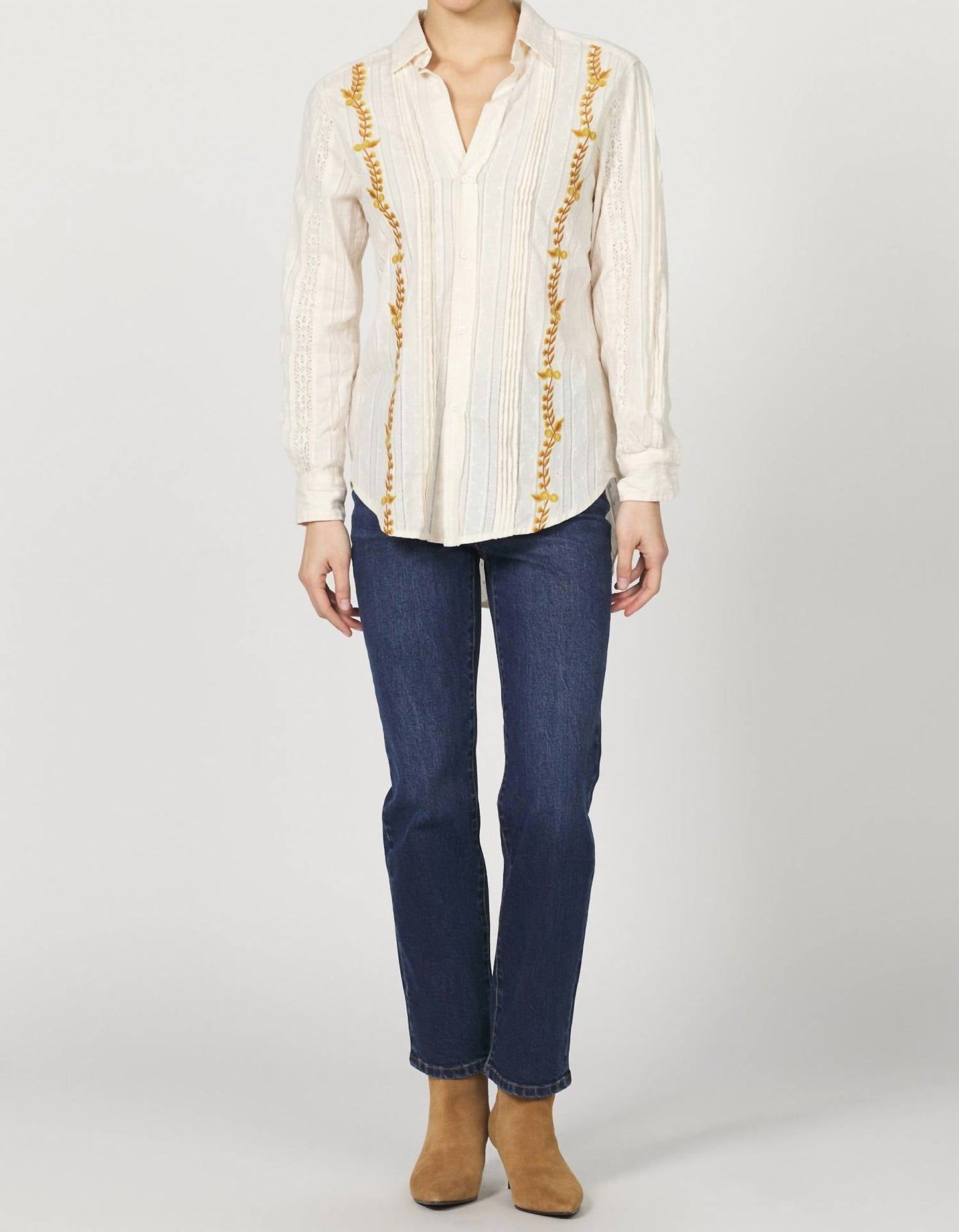 Dear John Denim - Galina Embroidered Button-up Top