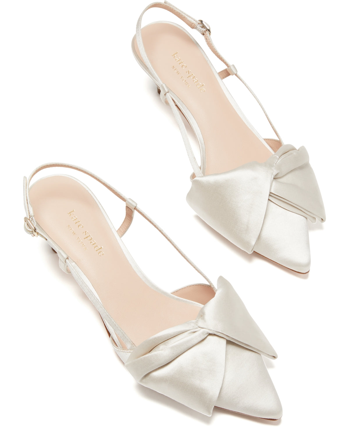 Kate Spade New York Feminino Marseille Bow Bico Fino Slingback Scarpin Branco Tamanho 8 B