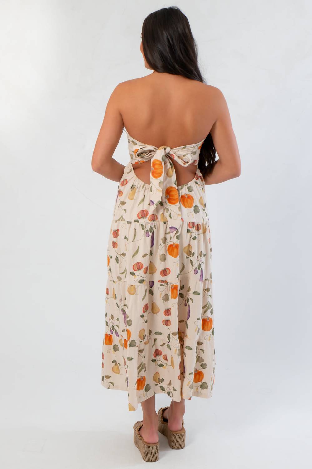 Bailey Rose - Pumpkin Harvest Strapless Midi Dress