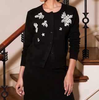 Fifteen Twenty - Cardigan bordado com folhas embelezadas Bree