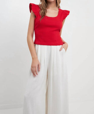 2.7 August Apparel - Blusa de malha canelada com decote em U