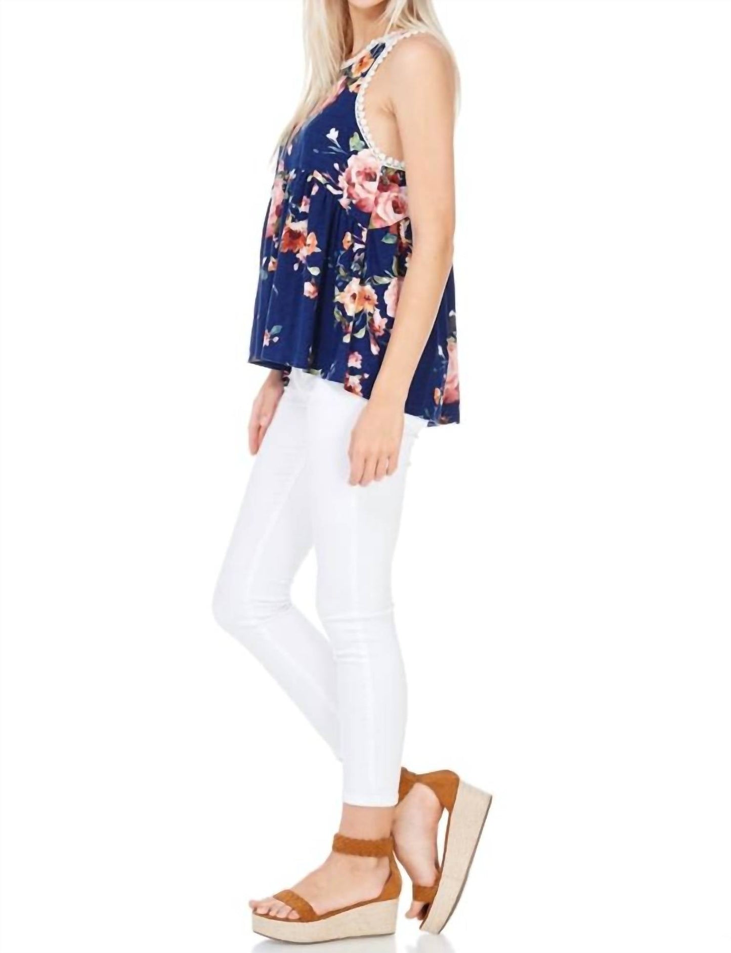 7Th Ray - Floral Print Racerback Babydoll Top