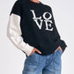 Elan - "love" Color Block Sweater