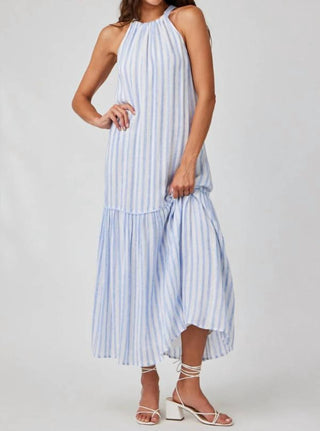 Bella Dahl - Vestido longo com decote halter contrastante em camadas