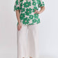 Entro - Poppy Floral Mock Neck Puff Sleeve Top
