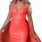 Ava Presley - Fitted Sequin Evening Gown With Cascading Sash