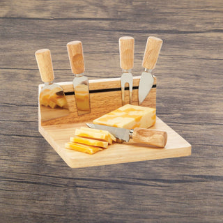 Creative Gifts International - Conjunto de tábuas magnéticas para queijos de madeira de seringueira