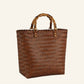 Anarchy Street - Women's Basket Weave Bamboo Handle Square Tote Bag