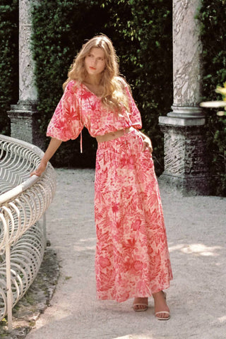 Elan - Saia Maxi Ibiza Voile Leaf Print