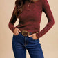 Anniewear - Floral Jacquard Mock Neck Sweater