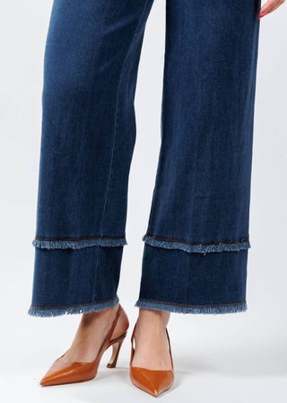 Lysse - Women's Fringe Wide Leg Crop Denim Pants