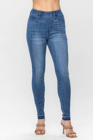 Judy Blue - Calça jeans skinny com cintura alta e barra removível