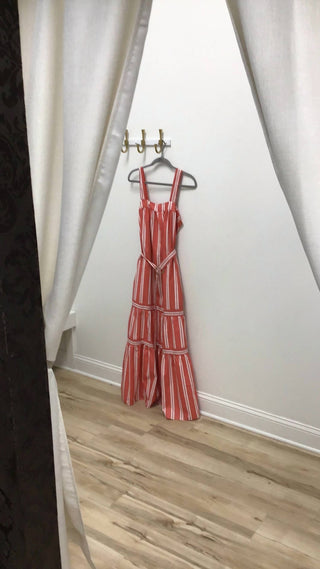 Elan - vestido listrado coral