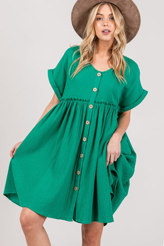 Vestido de manga curta com botões tamanho grande SAGE + FIG