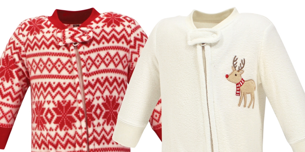 Hudson Baby Fleece com zíper para dormir e brincar, pacote com 2, rena marrom, tamanho 3-6 meses