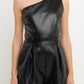 Endless Rose - Faux Leather One Shoulder Romper