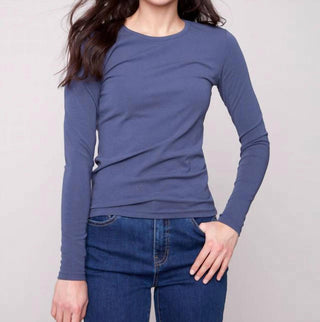 Charlie B - Long Sleeve Crew Neck Interlock Knit Top