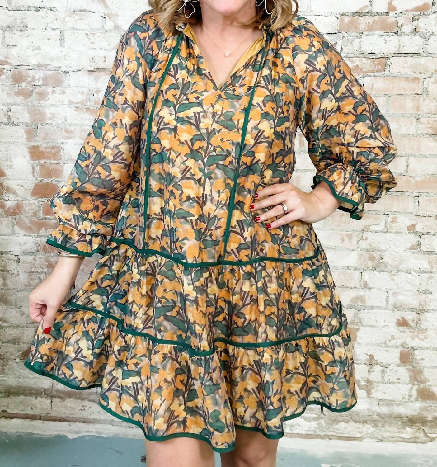 Entro - Floral Print Tiered Dress