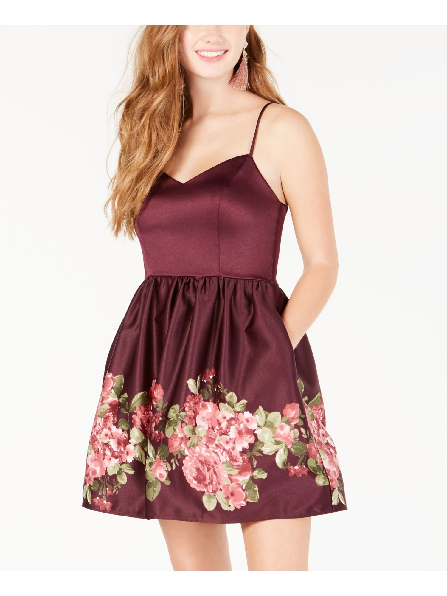 teeze-me-womens-burgundy-zippered-tie-floral-spaghetti-strap-sweetheart-neckline-mini-cocktail-fit-flare-dress-juniors-3