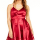 Teeze Me Vestido curto feminino com alças finas e zíper, decote coração, corte evasê, vermelho, tamanho 5