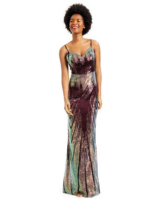 Vestido de festa longo com fenda cruzada nas costas, decote coração e lantejoulas Teeze Me feminino, tamanho 9, vermelho