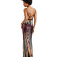 Vestido de festa longo com fenda cruzada nas costas, decote coração e lantejoulas Teeze Me feminino, tamanho 9, vermelho