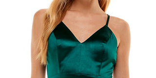 Vestido curto Pear Culture Junior com decote em V e alças nas costas, verde, tamanho 13