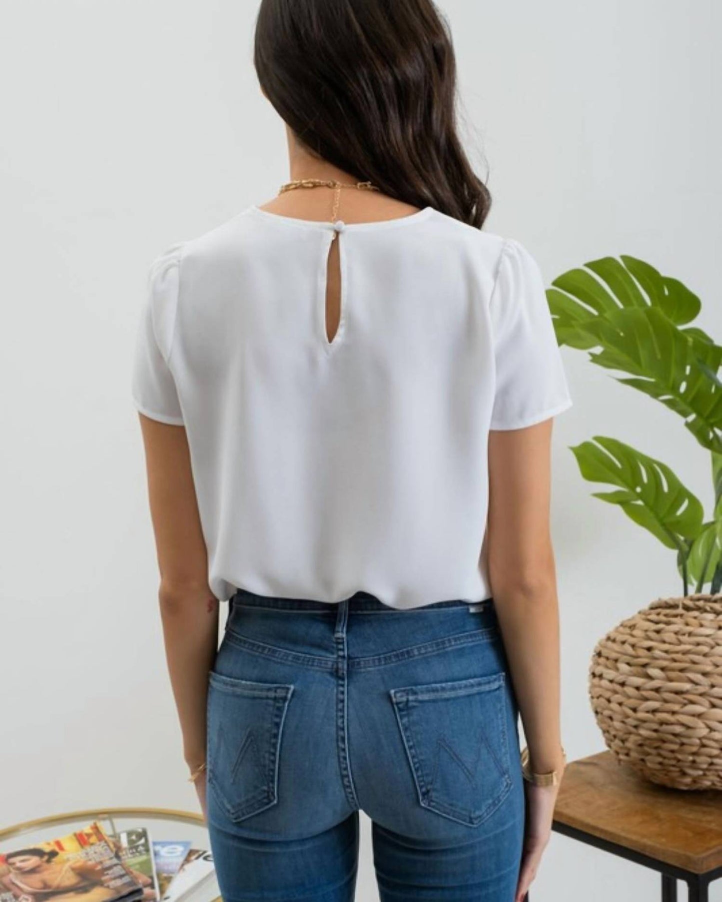 Blu Pepper - Short Sleeve Center Pleated Blouse