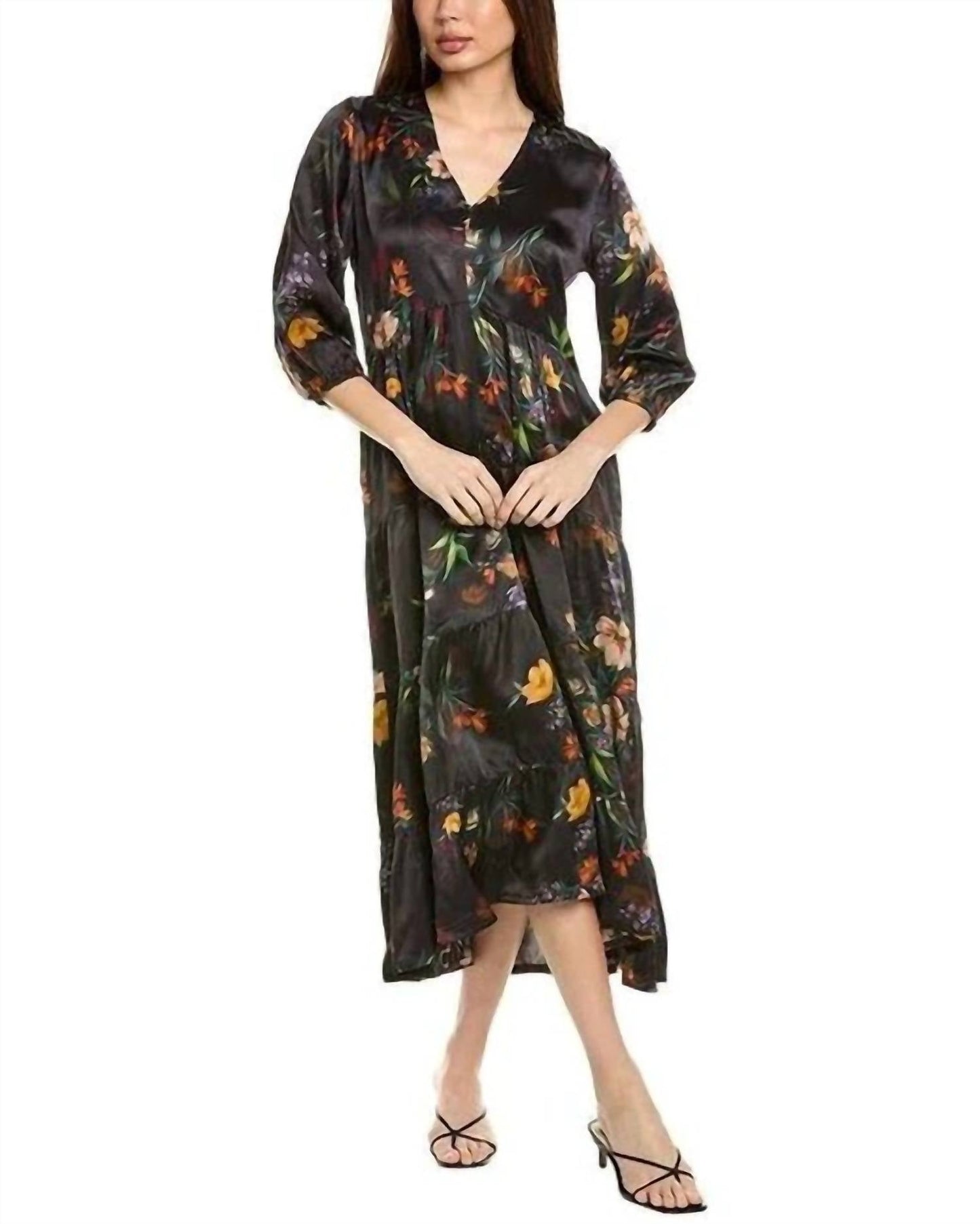 Johnny Was - BISHOP SLEEVE CHEVRON TIERED DRESS