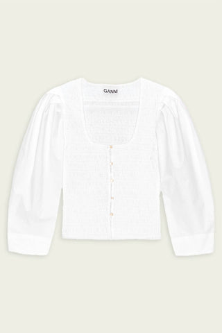 Ganni - Blusa de Popeline de Algodão