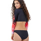 Gottex - Girls Long Sleeve Cropped Zip Up Rash Guard Top with Matching Bikini Bottom
