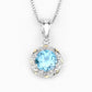 2.32 Carat Genuine Swiss Blue Topaz and White Diamond 14K Yellow Gold with .925 Sterling Silver Pendant