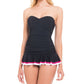 Maiô feminino sem alças Tutti Frutti com controle de barriga Profile By Gottex, preto, tamanho 46