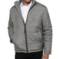 Jaqueta acolchoada masculina Kenneth Cole com zíper completo, cinza, tamanho médio