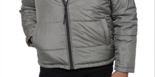 Jaqueta acolchoada masculina Kenneth Cole com zíper completo, cinza, tamanho médio