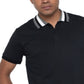 Camisa polo masculina Kenneth Cole Reaction com gola listrada, preta, tamanho médio