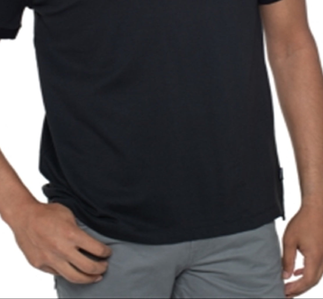 Camisa polo masculina Kenneth Cole Reaction com gola listrada, preta, tamanho médio