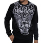 Suéter masculino Sean John de manga comprida com gola redonda estampada, preto, tamanho XXXX-G