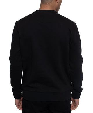 Suéter masculino Sean John de manga comprida com gola redonda estampada, preto, tamanho XXXX-G