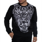 Suéter masculino Sean John de manga comprida com gola redonda estampada, preto, tamanho XXXX-G