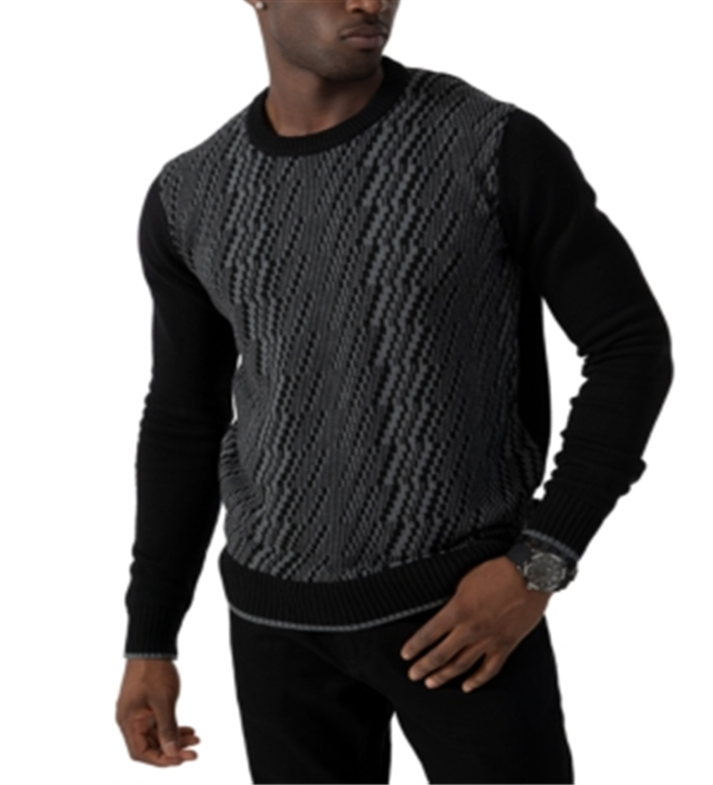 Suéter de malha texturizada masculino Sean John, cinza, tamanho pequeno