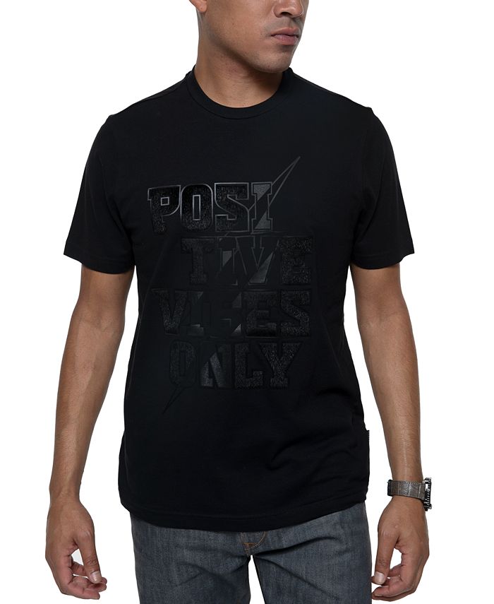 Camiseta masculina Sean John Positive Vibes Pony Hair Graphic, preta, tamanho XXX-G