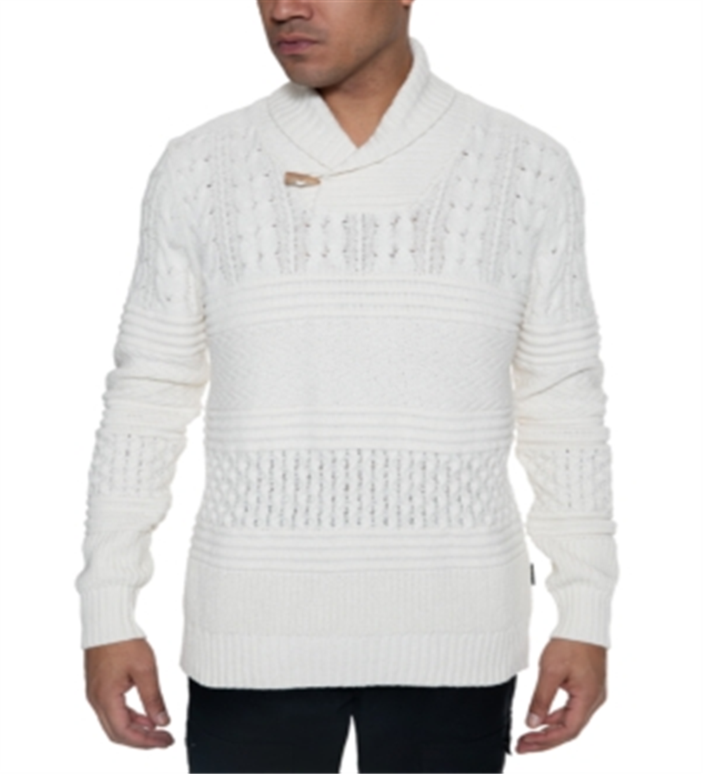 Suéter masculino Sean John com gola xale e estampa multicolorida, branco, tamanho XXX-G