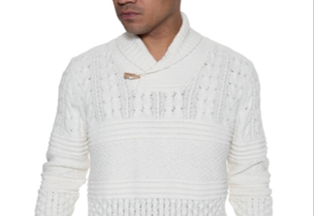 Suéter masculino Sean John com gola xale e estampa multicolorida, branco, tamanho XXX-G