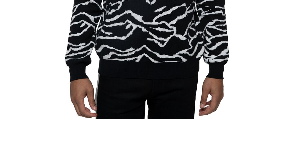 Suéter Sean John Masculino Big &amp; Tall Tiger Jacquard Knit Preto Tamanho Médio