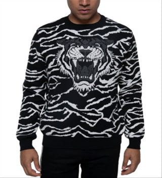 Suéter Sean John Masculino Big &amp; Tall Tiger Jacquard Knit Preto Tamanho Médio